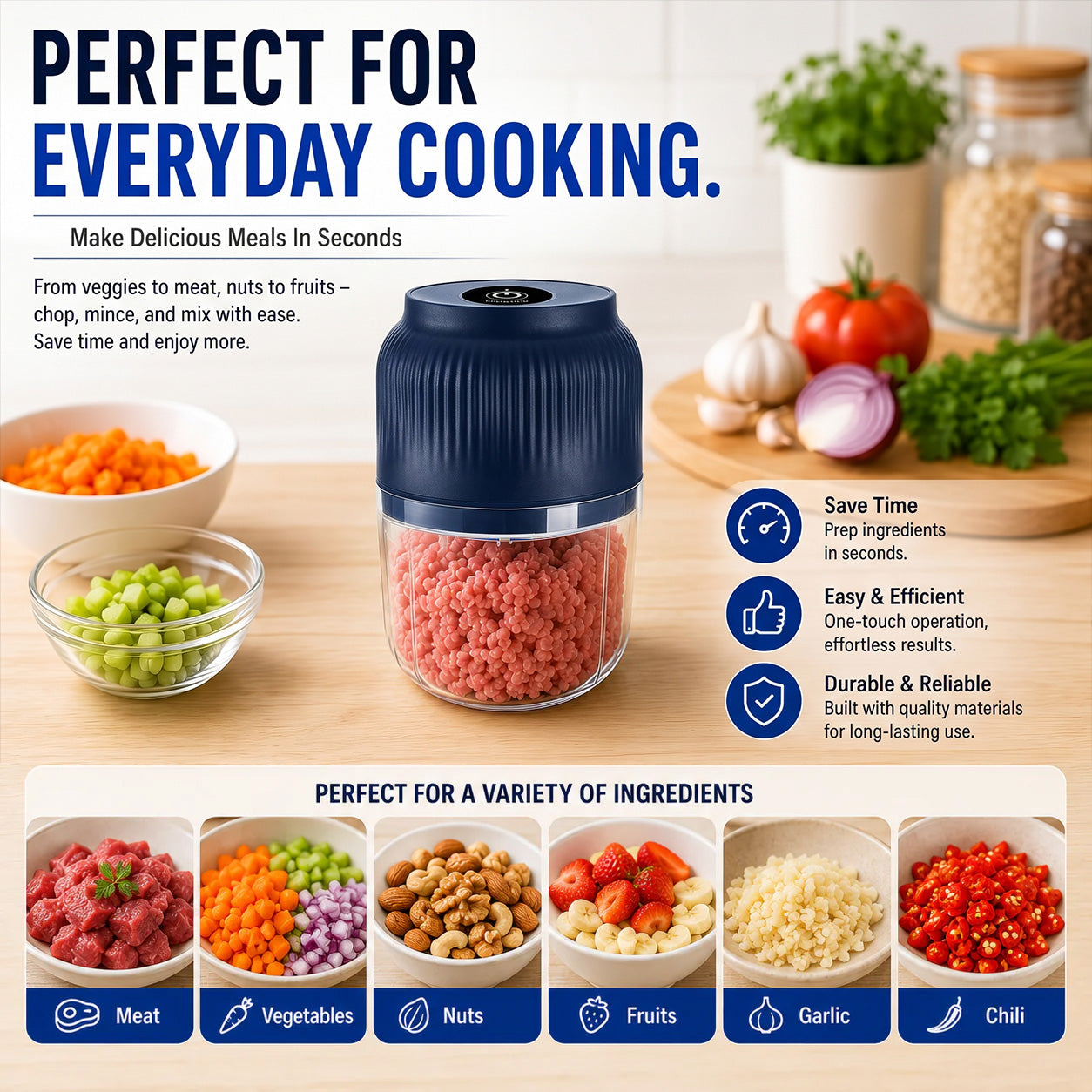 🔥Limited Time Buy One Get One Free!🔋 Wireless Mini Food Chopper with USB Charging✨
