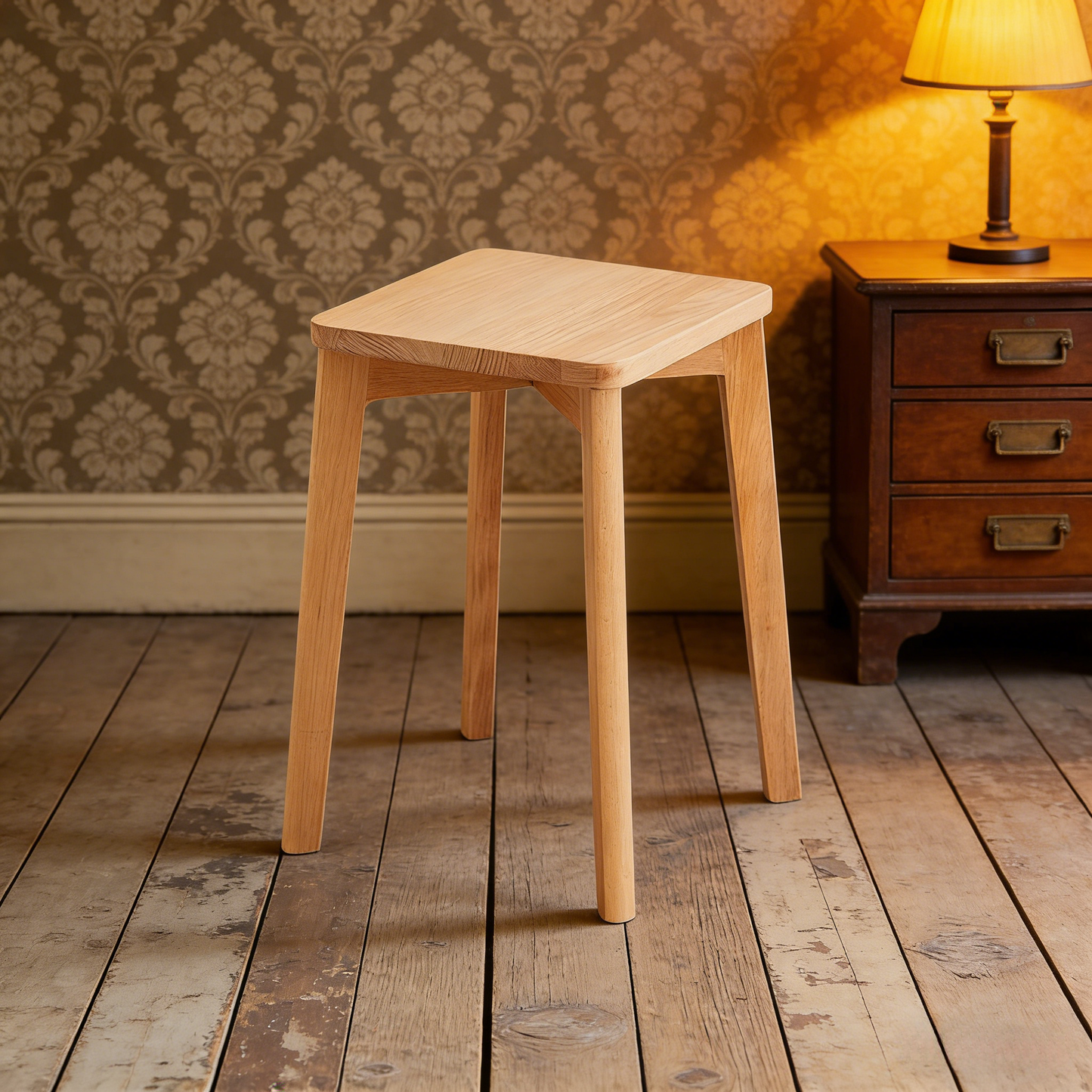 Solid Wood Square Stool