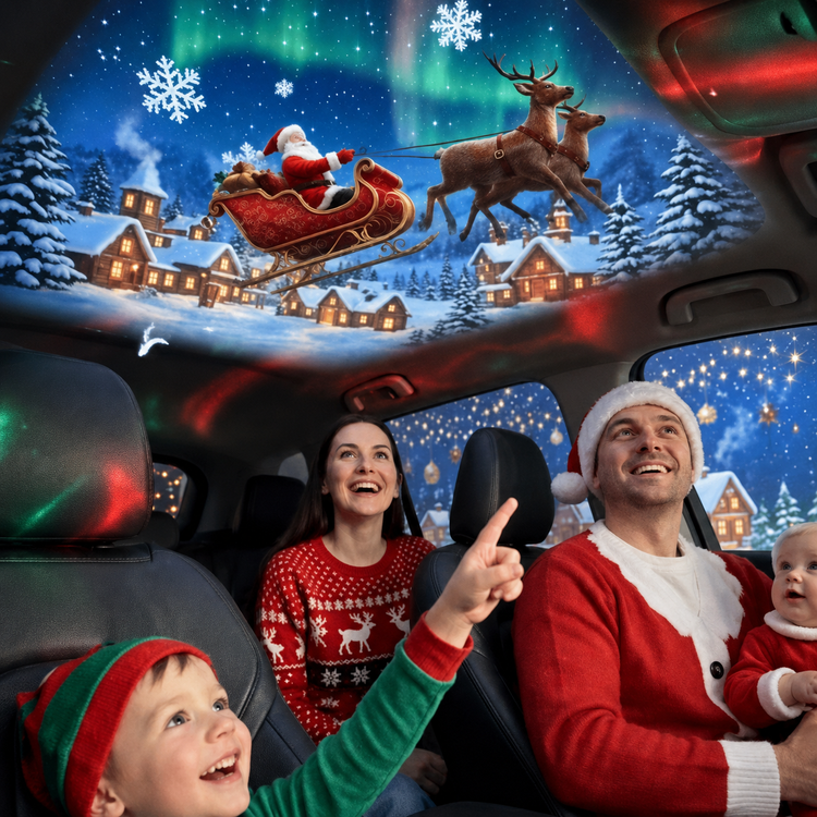 Christmas projector displaying festive scenes