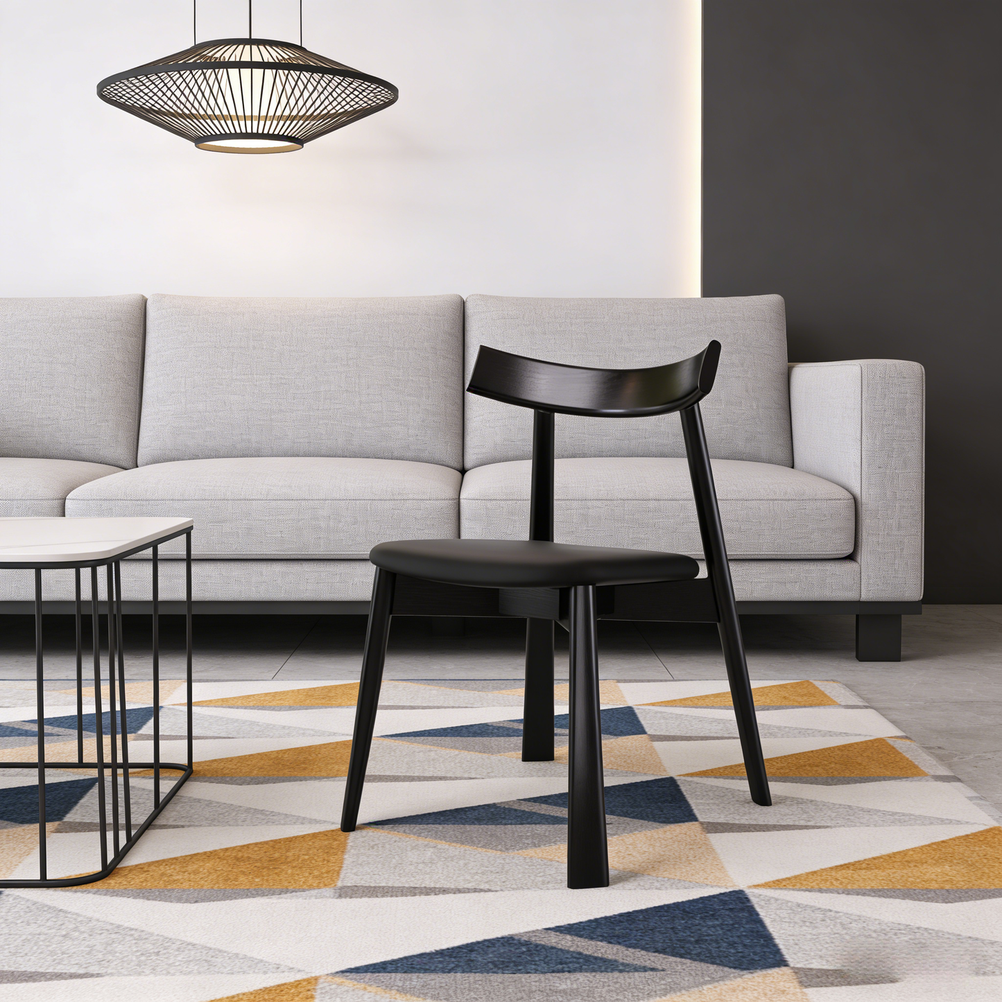 Horn-shaped Solid Wood Dining Chair