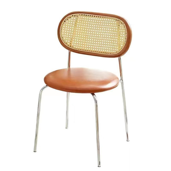 Mid-Century Rattan Solid Wood Backrest Chair